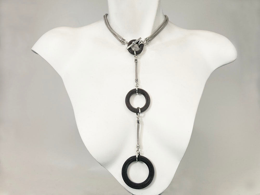 2-Way Mesh Necklace with Circle Drops | Erica Zap Designs