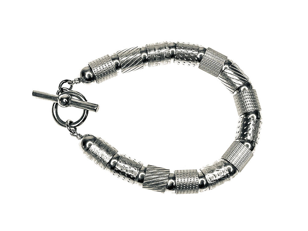 Textured Sterling Tube and Ball Bracelet | Erica Zap Designs