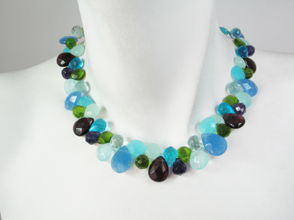 Briolette Stone Necklace | Blue Quartz Mix | Erica Zap Designs