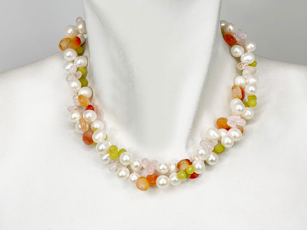 Freshwater Pearl and Stone Necklace | Erica Zap Designs