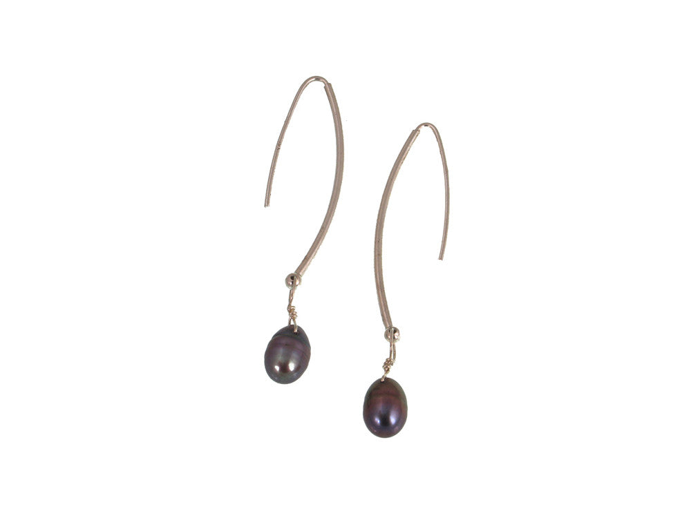 Sterling Wire Pearl Drop Earrings | Erica Zap Designs