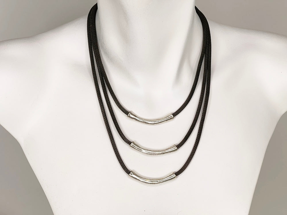 3-Strand Mesh and Tube Necklace | Erica Zap Designs