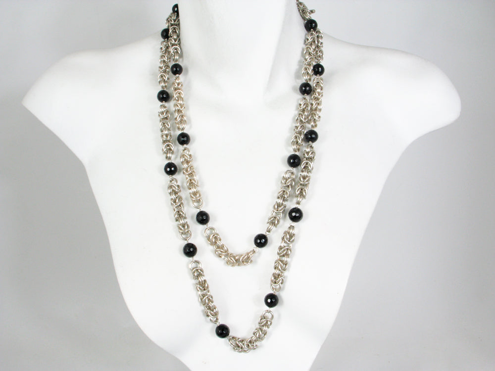 Byzantine and Onyx Sterling Linked Necklace | Erica Zap Designs