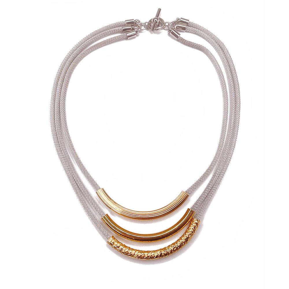 3 Strand Mesh Necklace with Textured Tubes - Erica Zap Designs