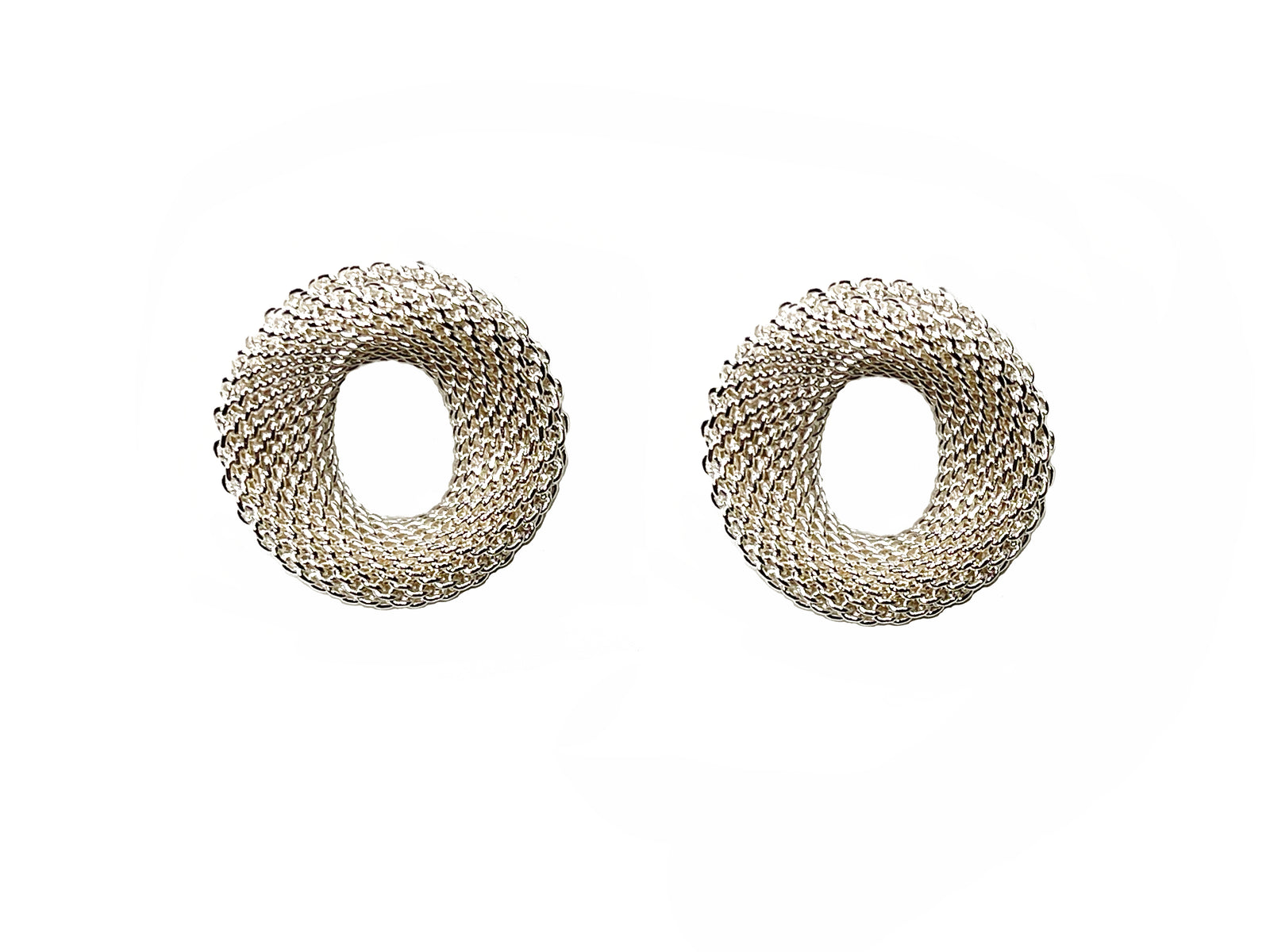 Sterling Oval Mesh Contour Earrings