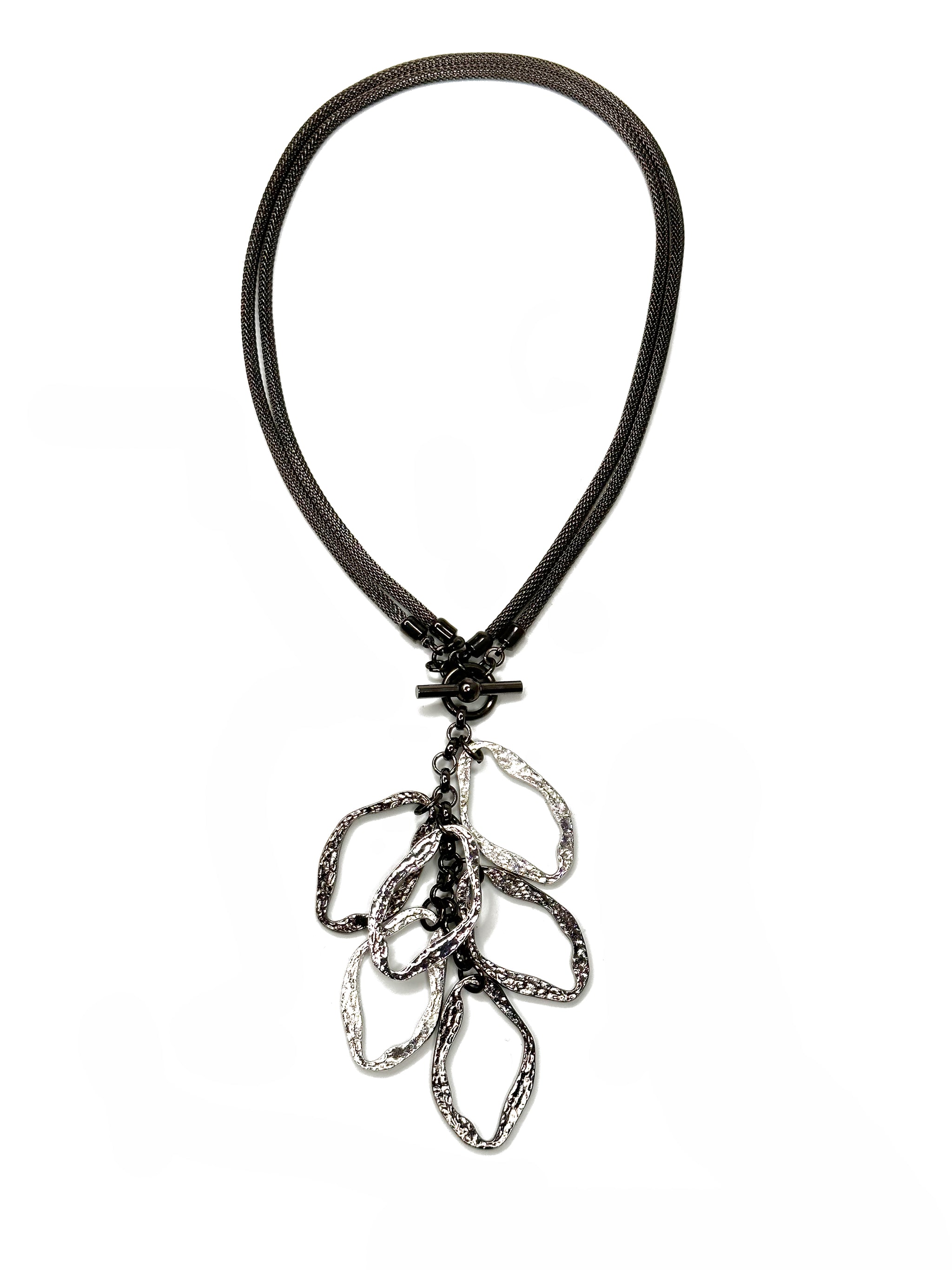 2-Way Mesh & Hammered Ovaloid Drop Necklace - Erica Zap Designs