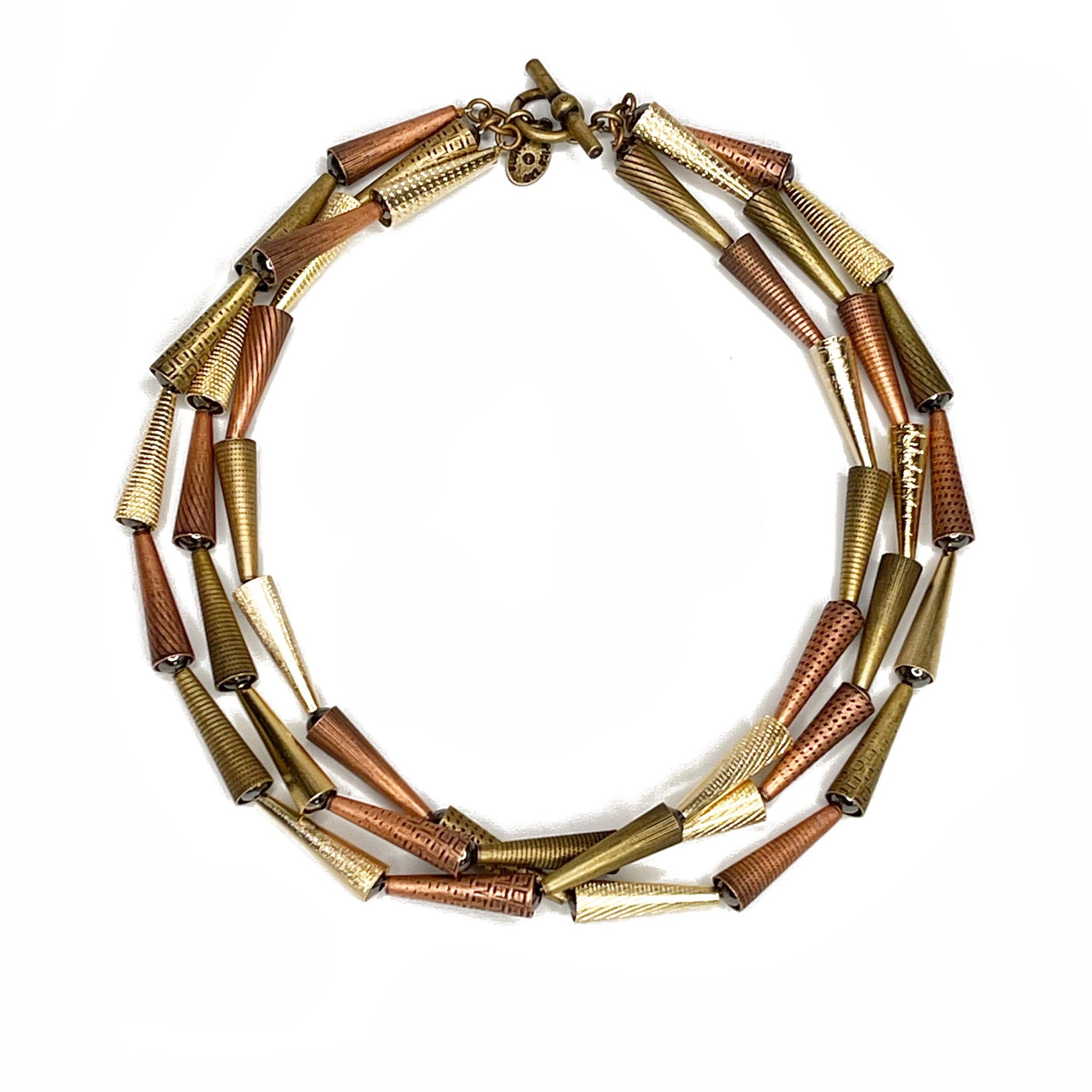 Three-Strand Textured Cone Necklace