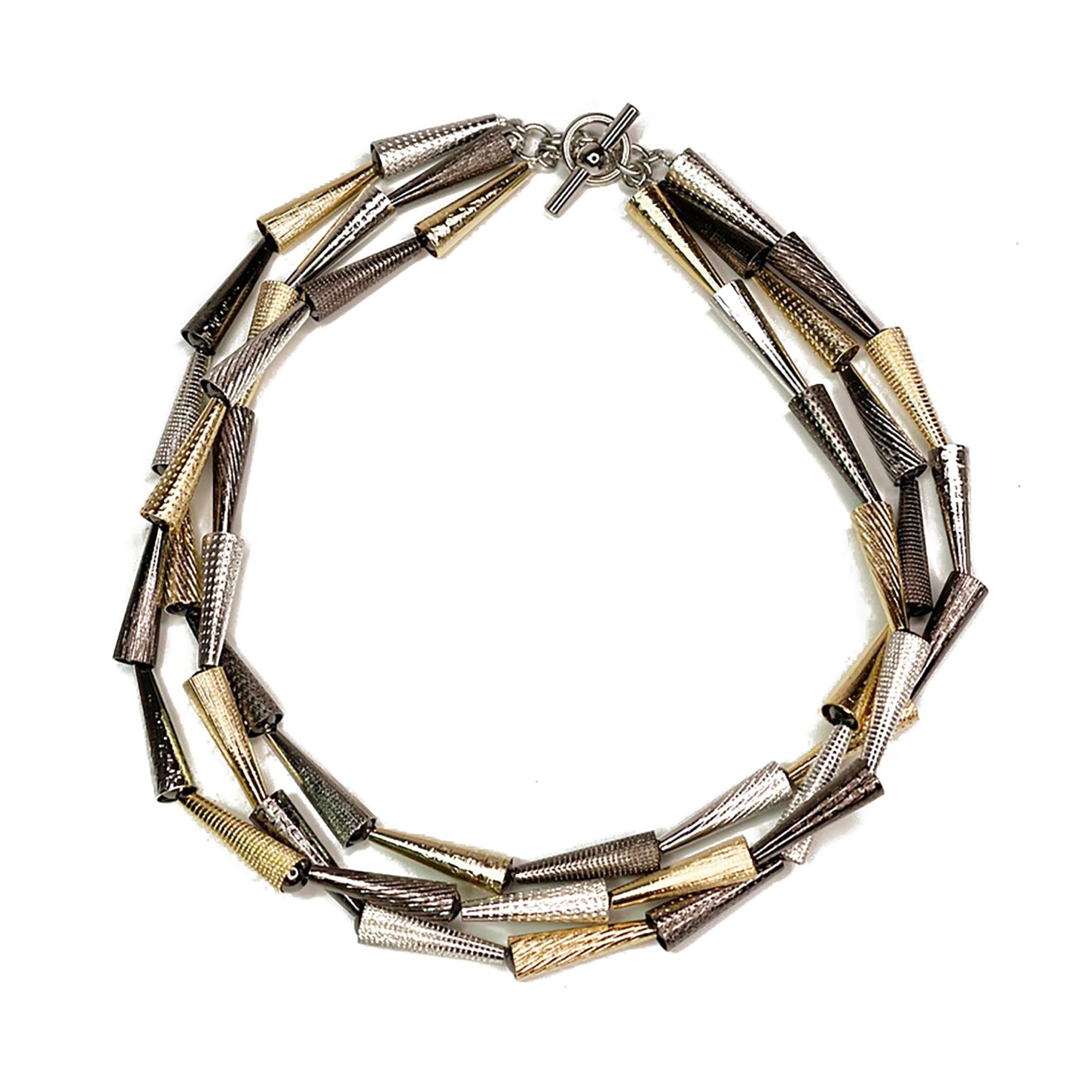 Three-Strand Textured Cone Necklace