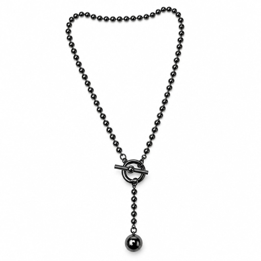 Y Bead Chain Necklace in Gunmetal | Erica Zap Designs