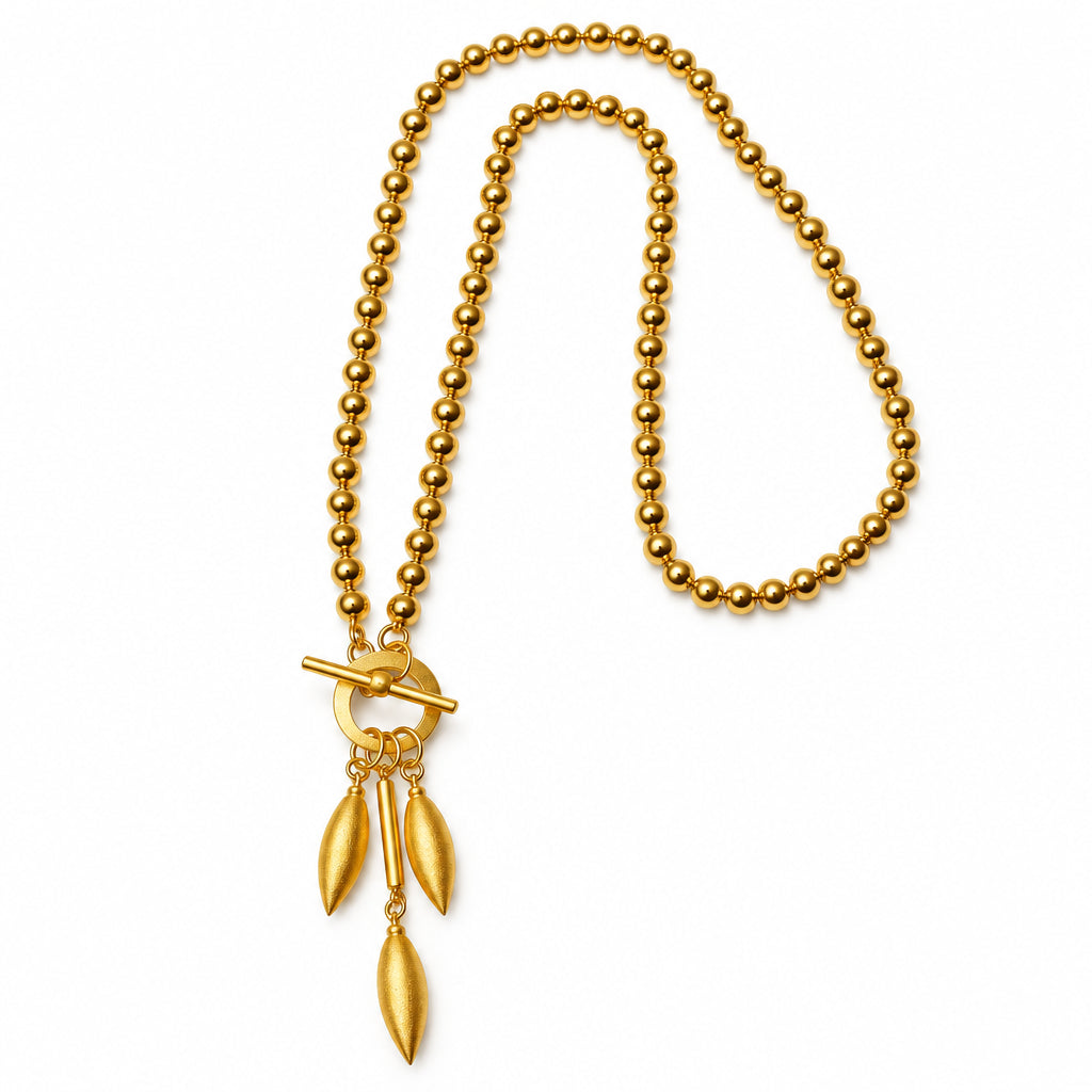 Gold Geometric Drop Bead Chain Necklace