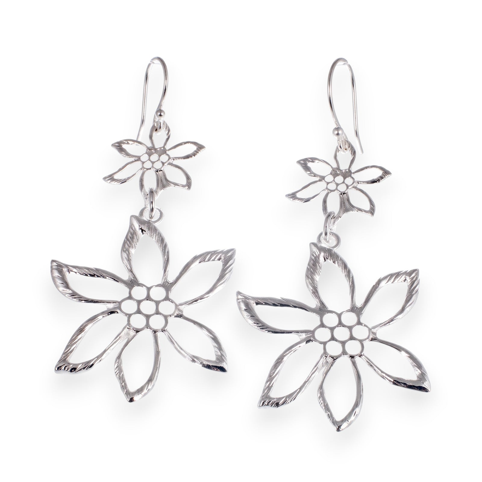 Double Sterling Flower Earrings