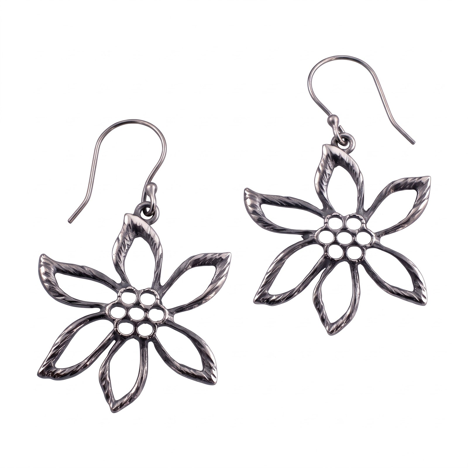 Large Sterling Flower Earrings