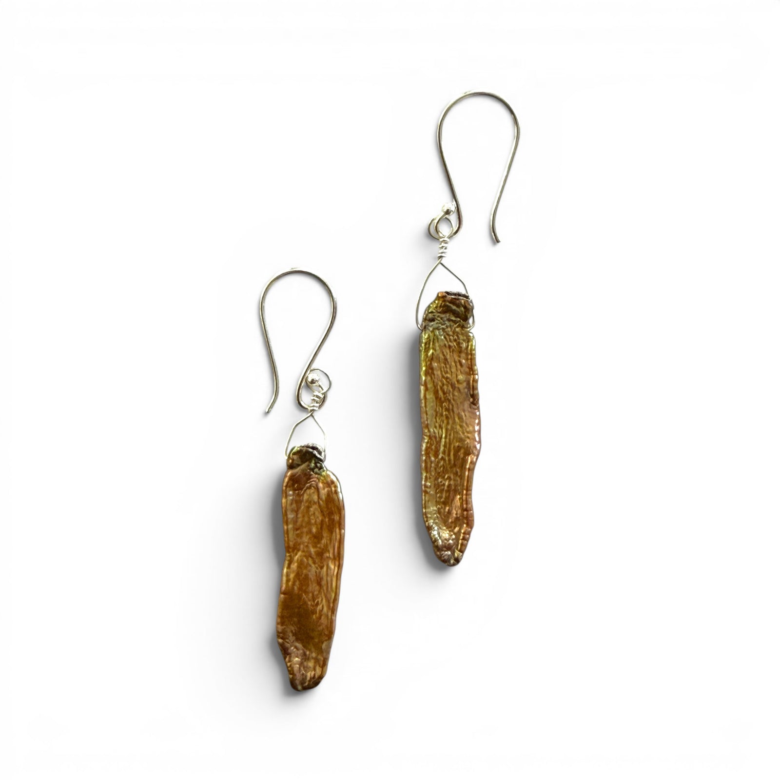 Biwa Stick Pearl Drop Earrings