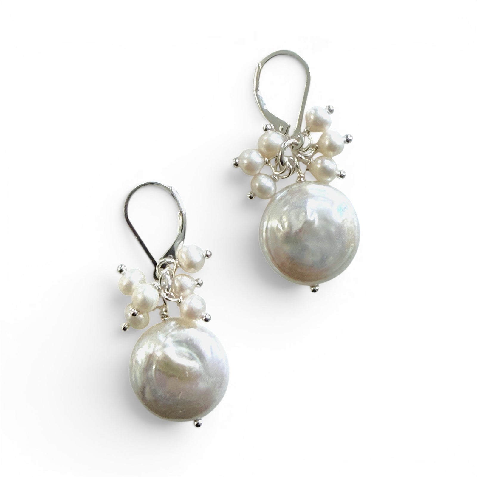Floating Pearl Cluster Earrings
