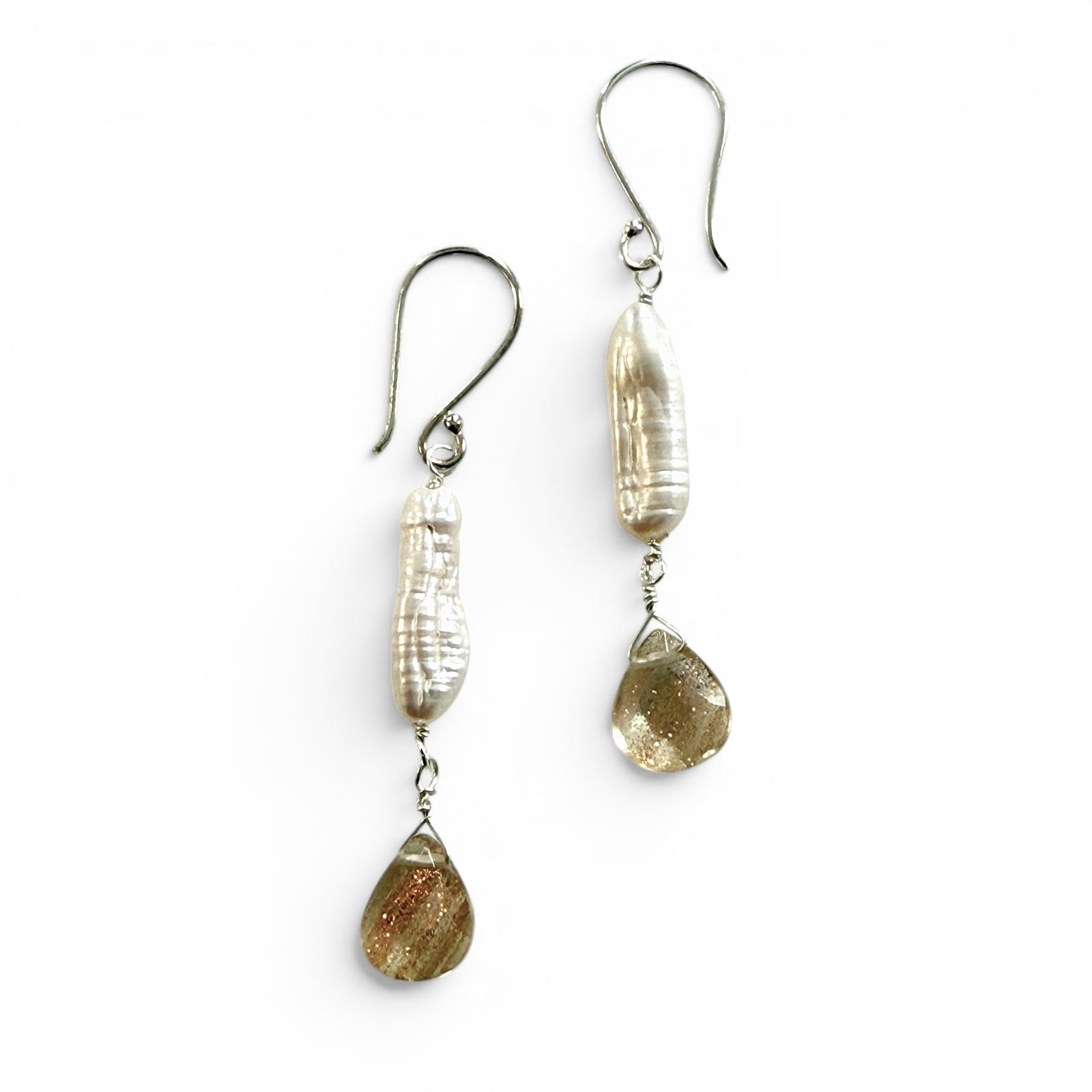 Biwa Pearl & Stone Drop Earrings