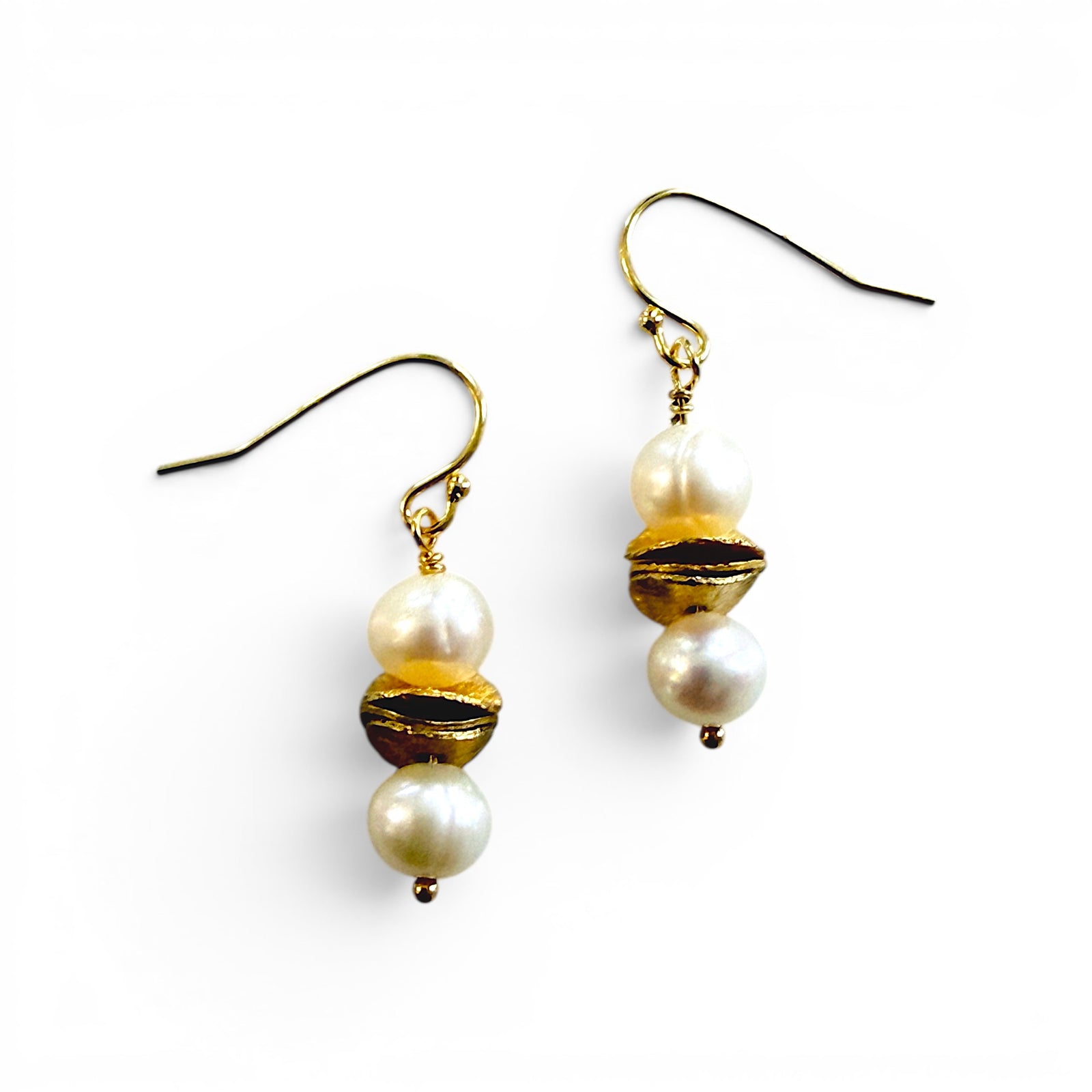 Gold Seed Pearl Drop Earrings