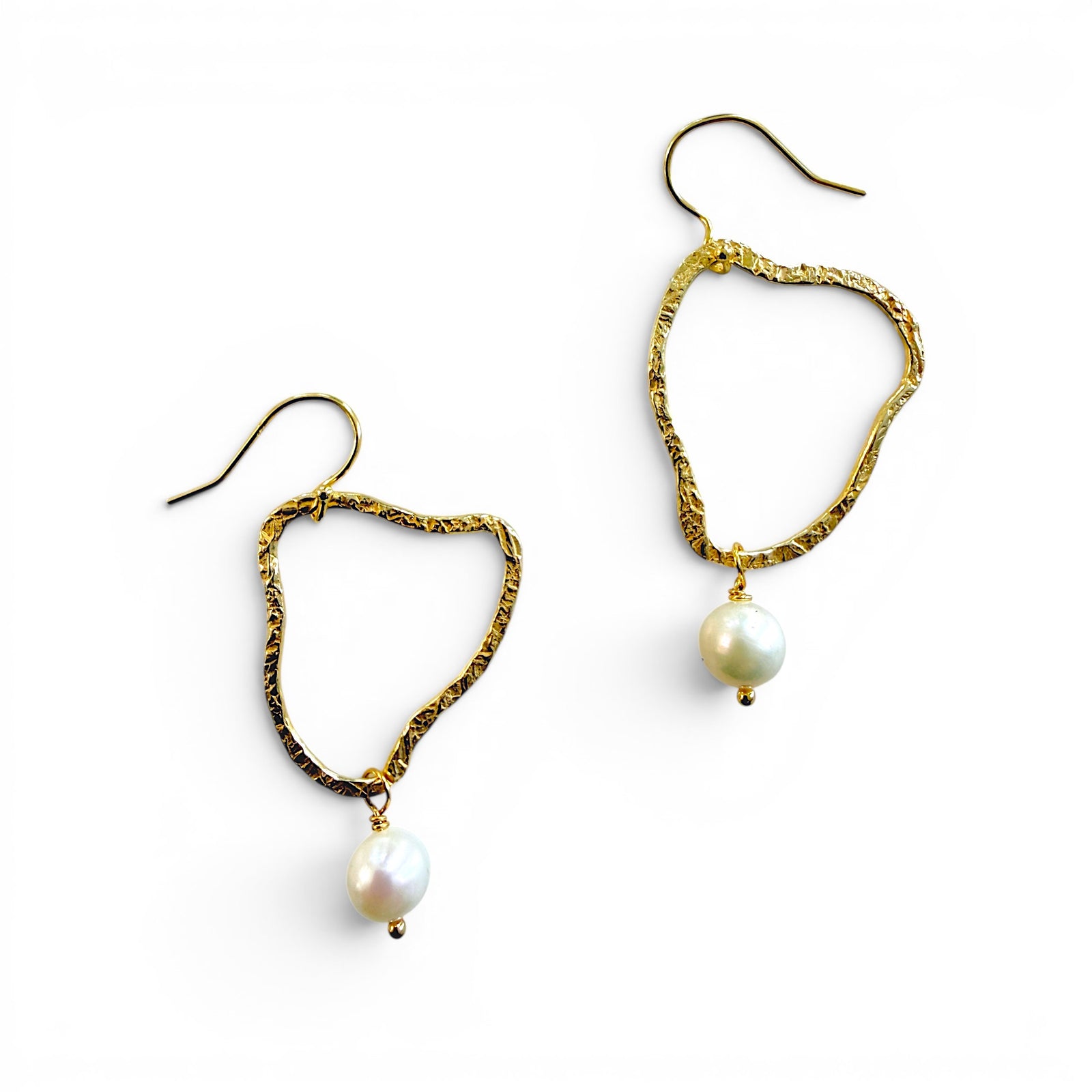 Organic Gold Pearl Drop Earrings