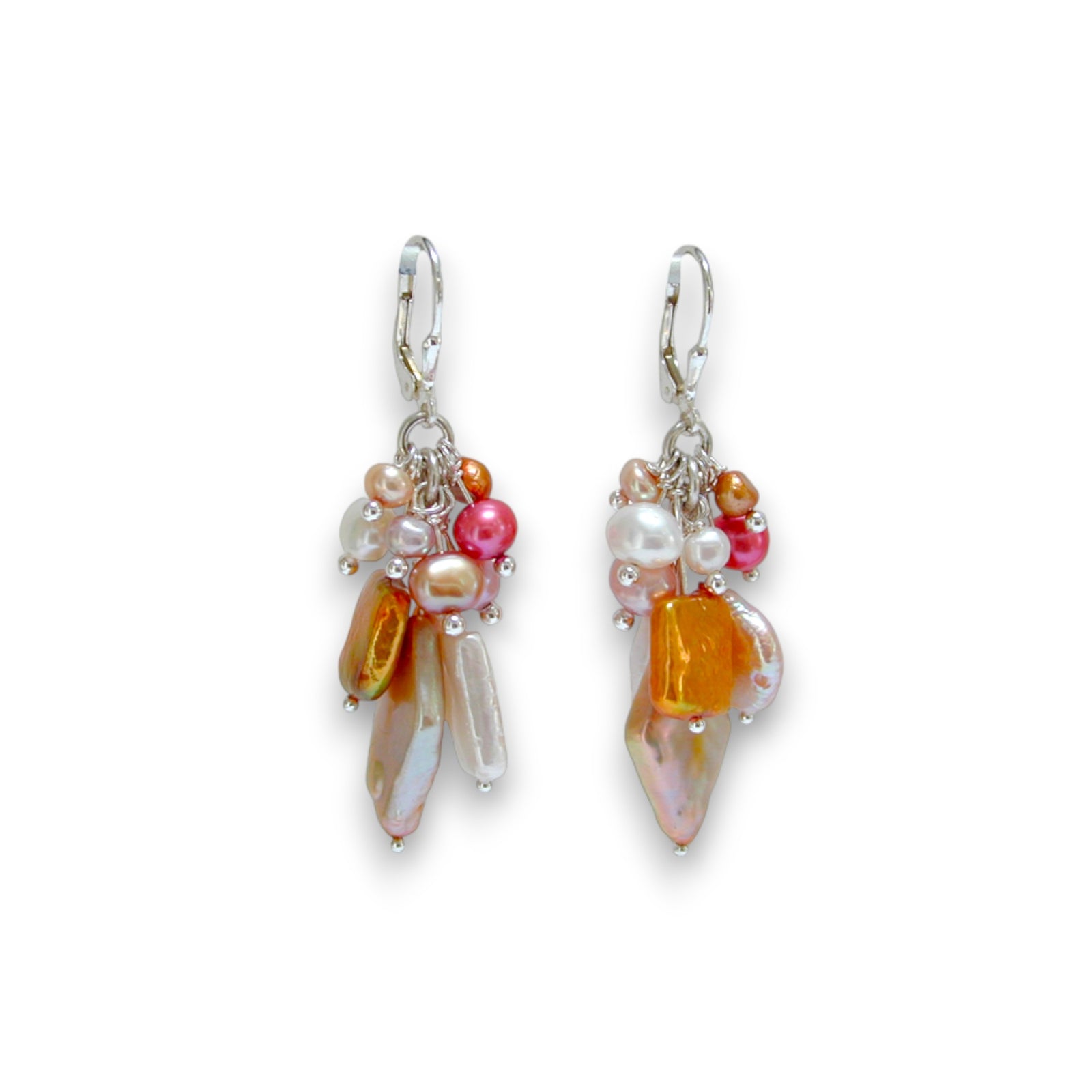 Coin Pearl Cluster Earrings