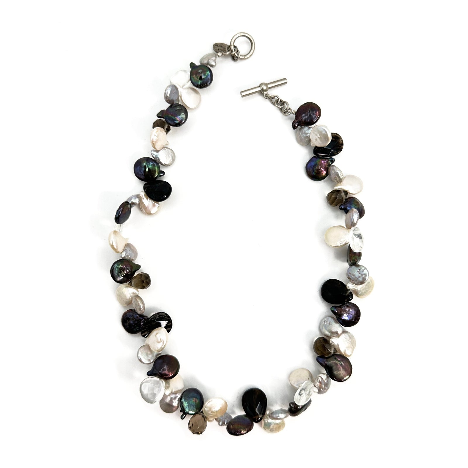 Coin Pearl & Stone Necklace