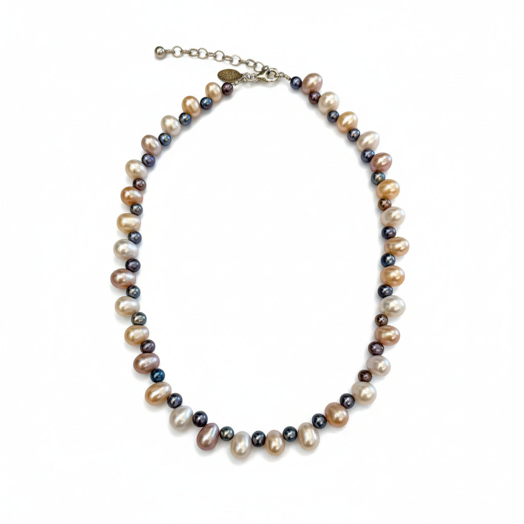 Pink White and Lavender Pearl Necklace