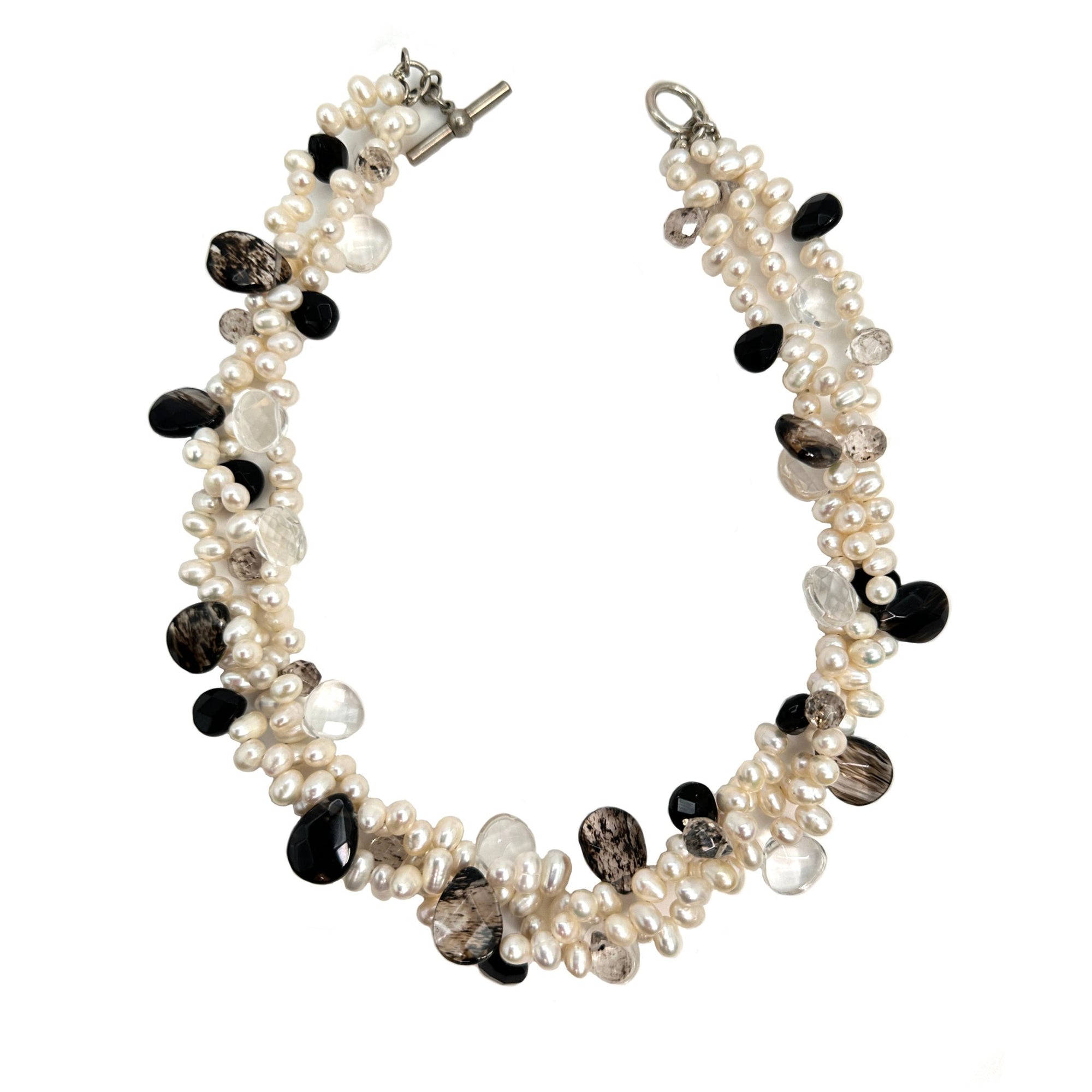 3-Strand Pearl & Stone Necklace