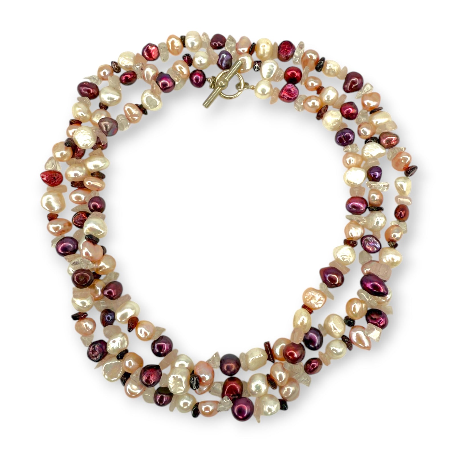 Long Pearl Stone Chip Necklace Pink Mix | Erica Zap Designs