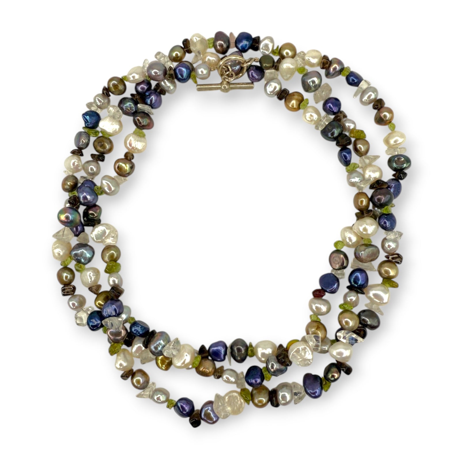 Long Pearl Stone Chip Necklace Teal Mix | Erica Zap Designs