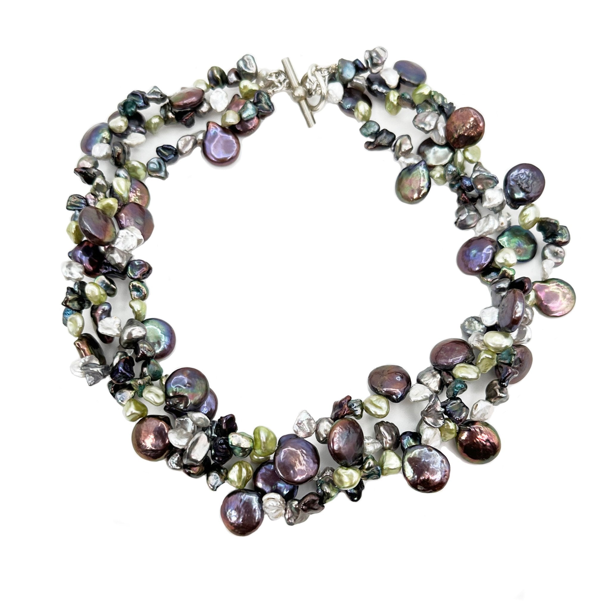 Saltwater Akoya Keshi Pearl Multi Row Necklace AAA - Seven Seas Pearls