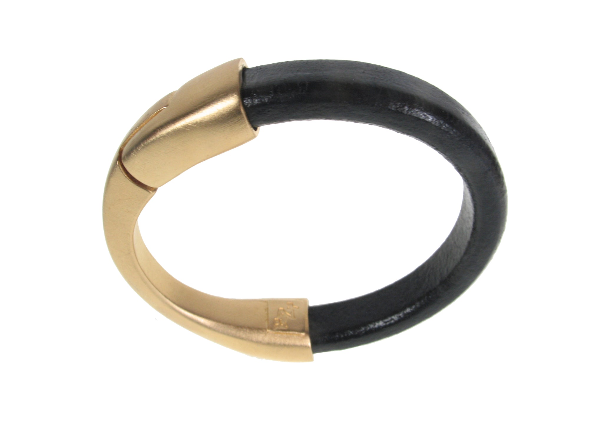 Gold Crescent Moon Magnetic Clasp Leather Bracelet
