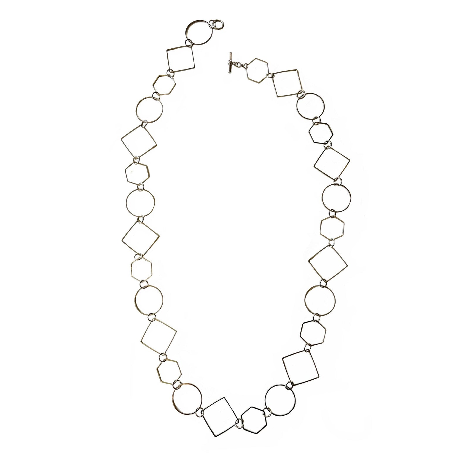 Large Geometric Link Necklace