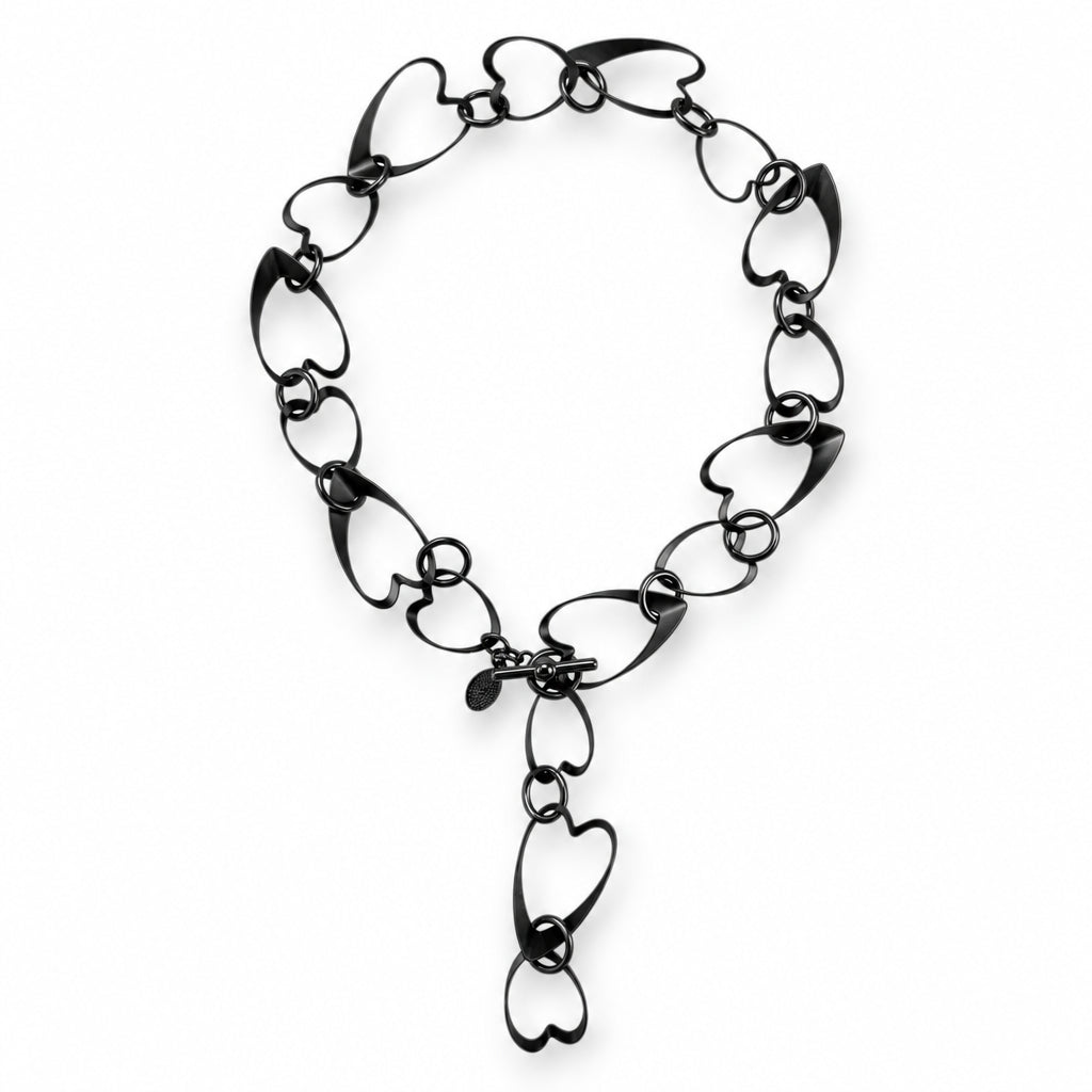 Heart Link Necklace Black