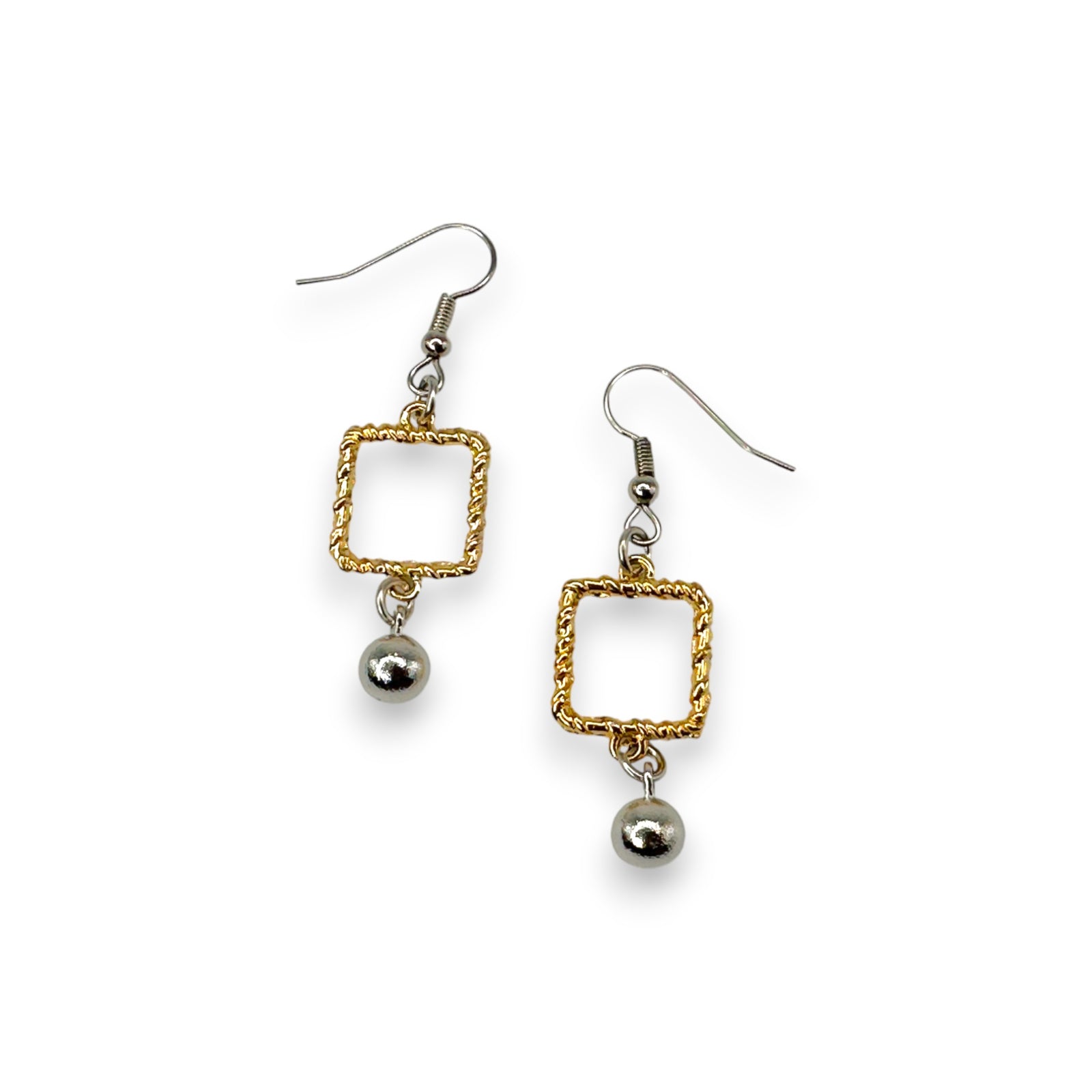 Twisted Square Metal Drop Earrings