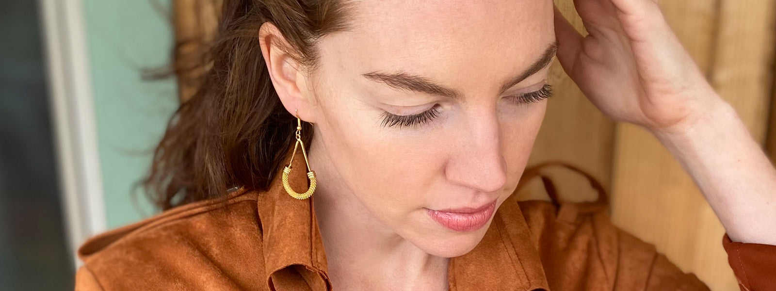 Erica Zap Designs Curved Mesh Drop Earrings. Available in gold, silver, rhodium, black, copper, or brass.