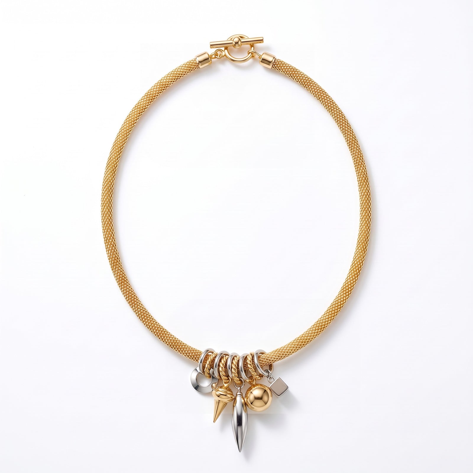 Geometric Charm Mesh Necklace