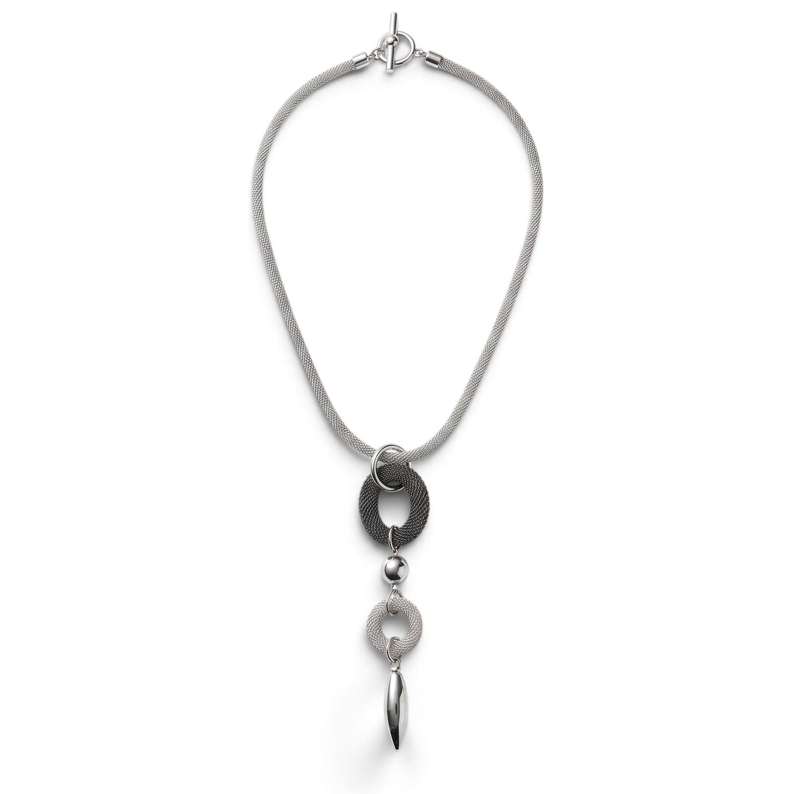 Mesh Necklace with Oval & Circle Pendant | Erica Zap Designs