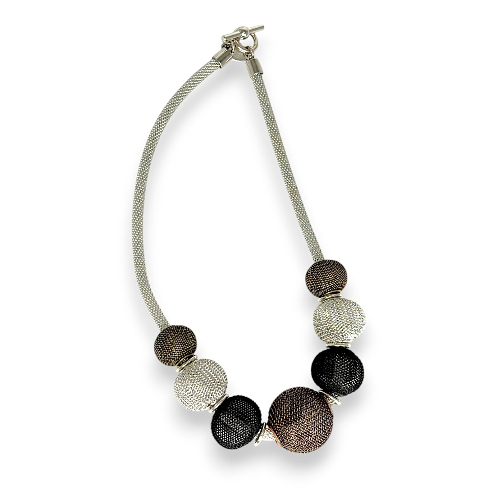Large Round Mesh Beads on Thick Mesh Strand Necklace | Erica Zap Designs