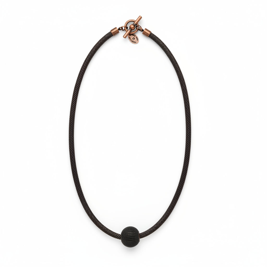 Mesh Necklace with Round Mesh Bead, 20"