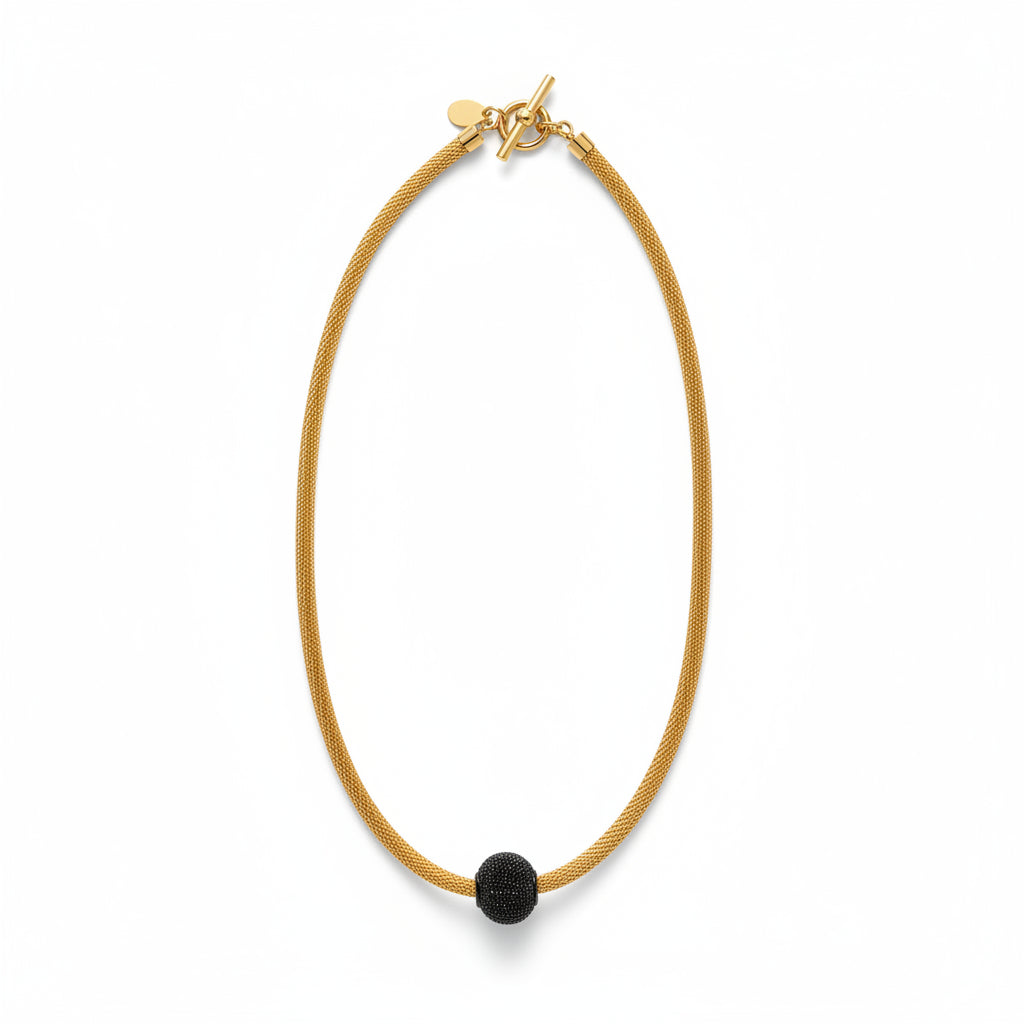 Mesh Necklace with Round Mesh Bead, 18"