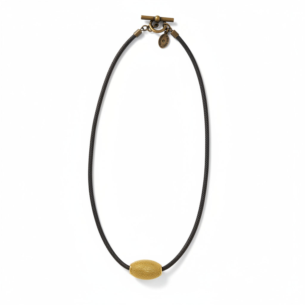 Thin Mesh Necklace with Oval Mesh Bead