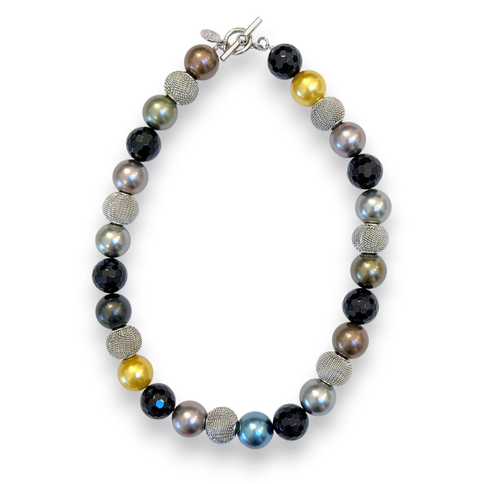 Onyx and Mesh Ball Necklace