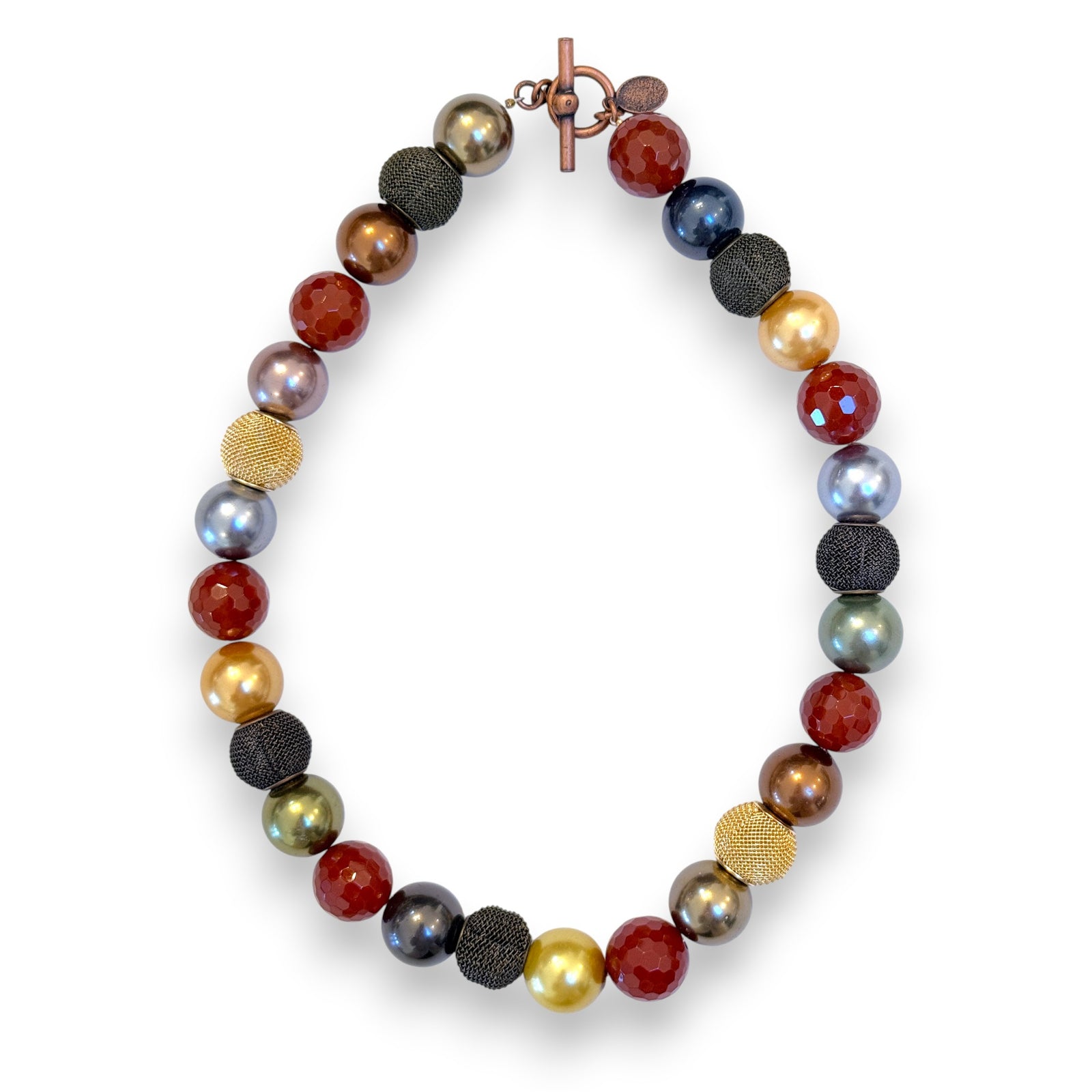 Carnelian and Mesh Ball Necklace