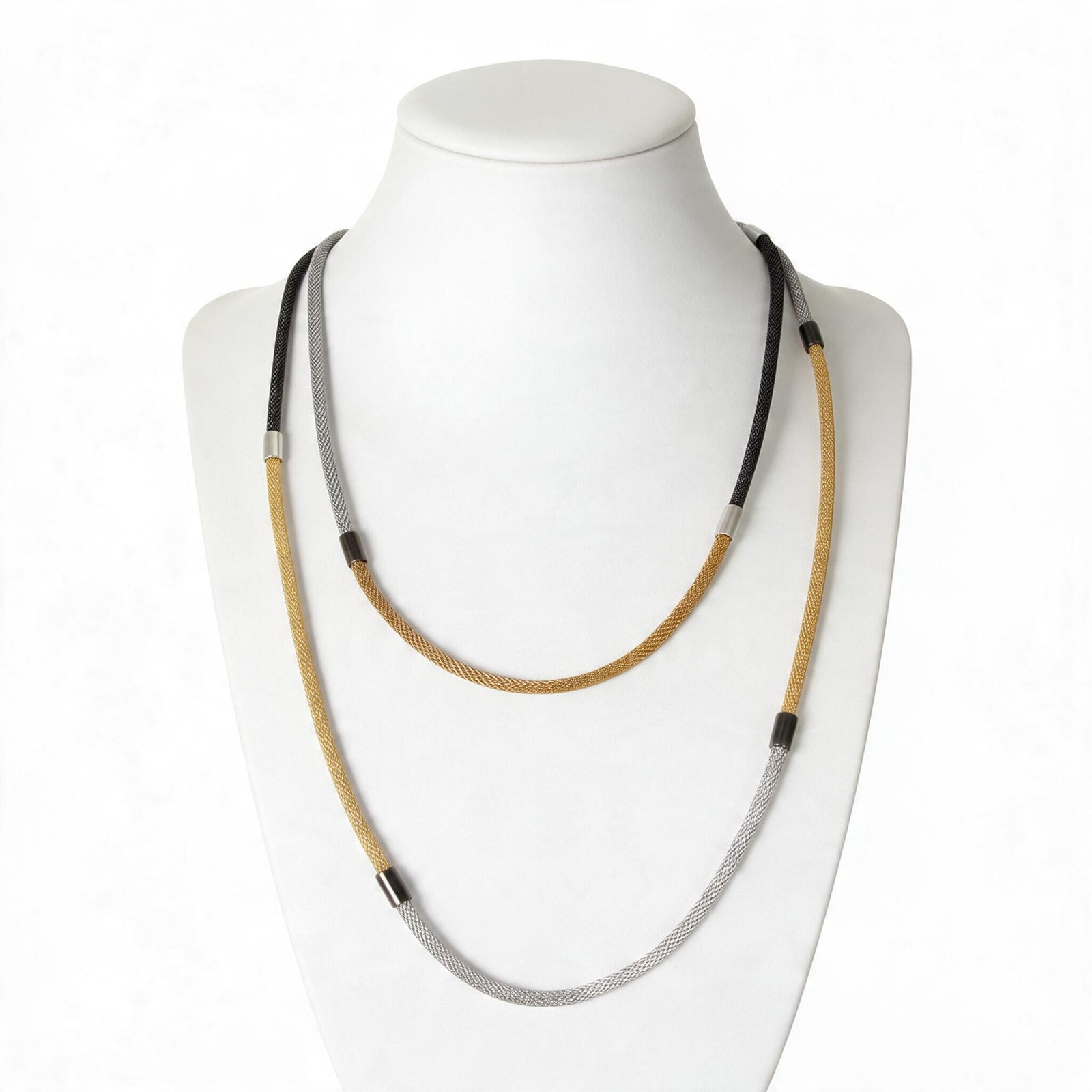 Long Wrap Multi-Tone Thin Mesh Necklace