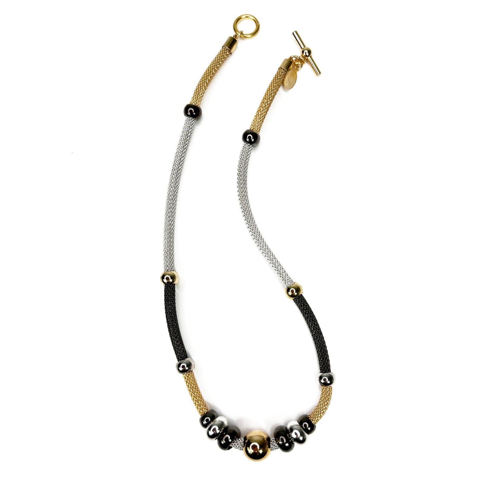 Mesh & Bead Section Necklace