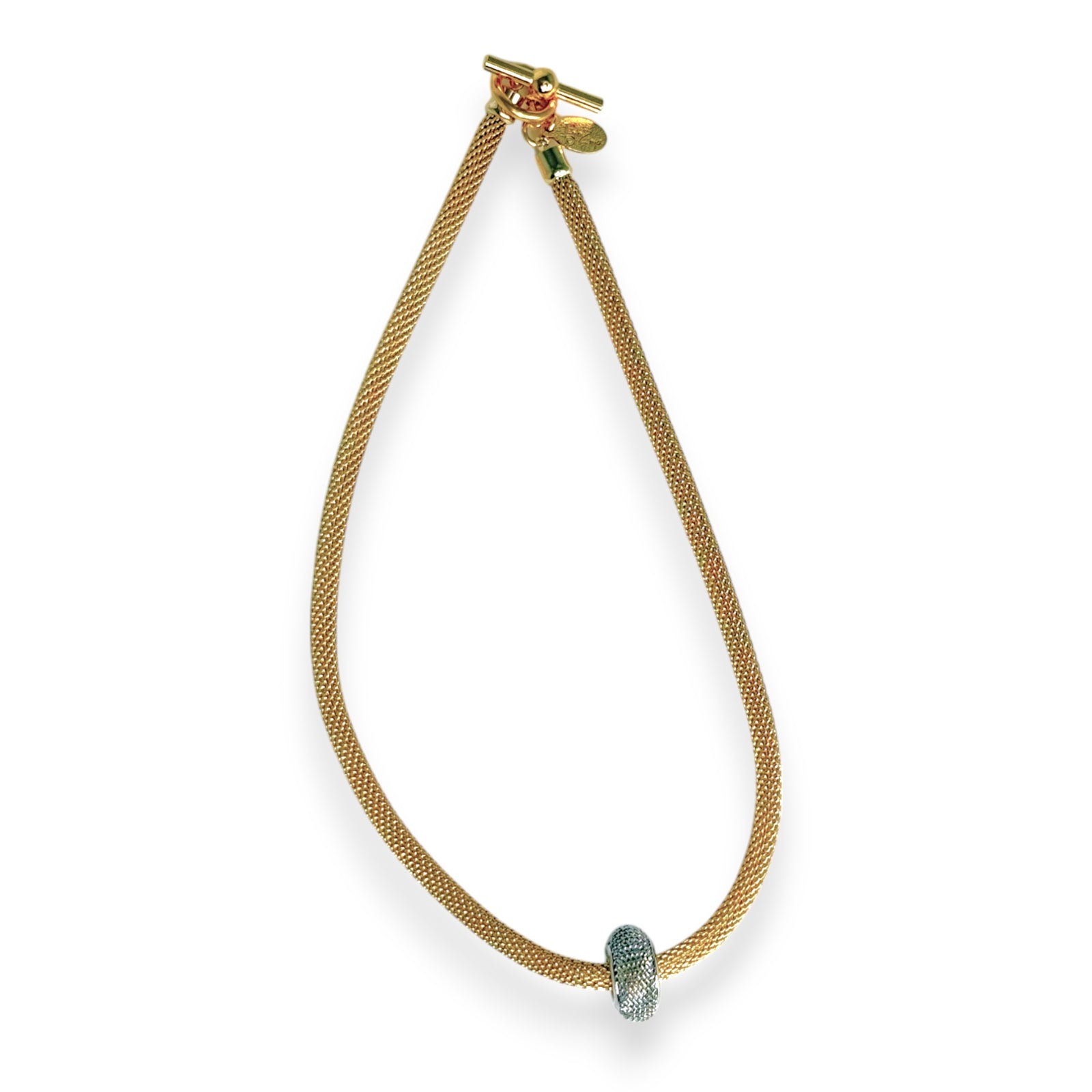 Thick Strand Mesh Necklace with Mesh Rondelle Bead | Erica Zap Designs