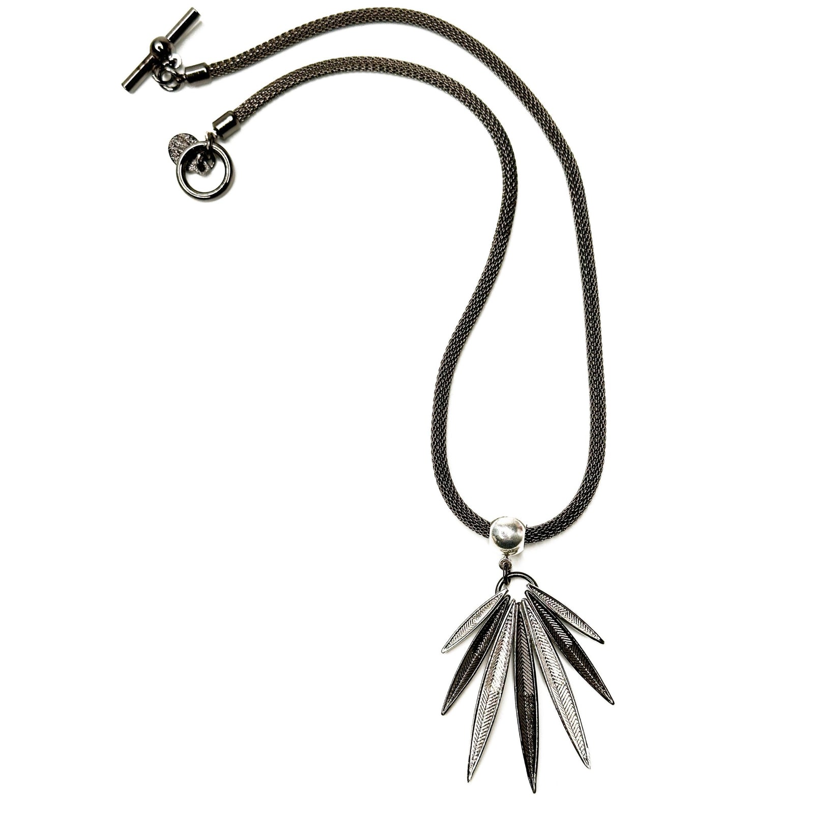 Mesh Necklace with 7-Point Marquis Pendant