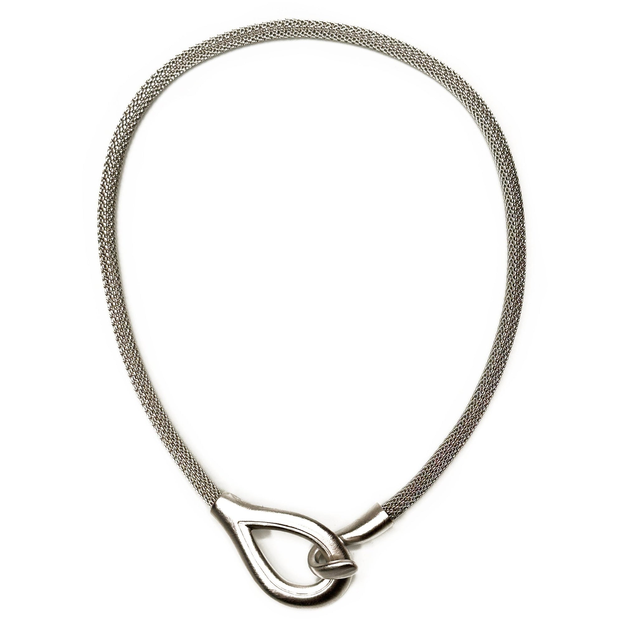 Mesh Necklace with Teardrop Hook Clasp