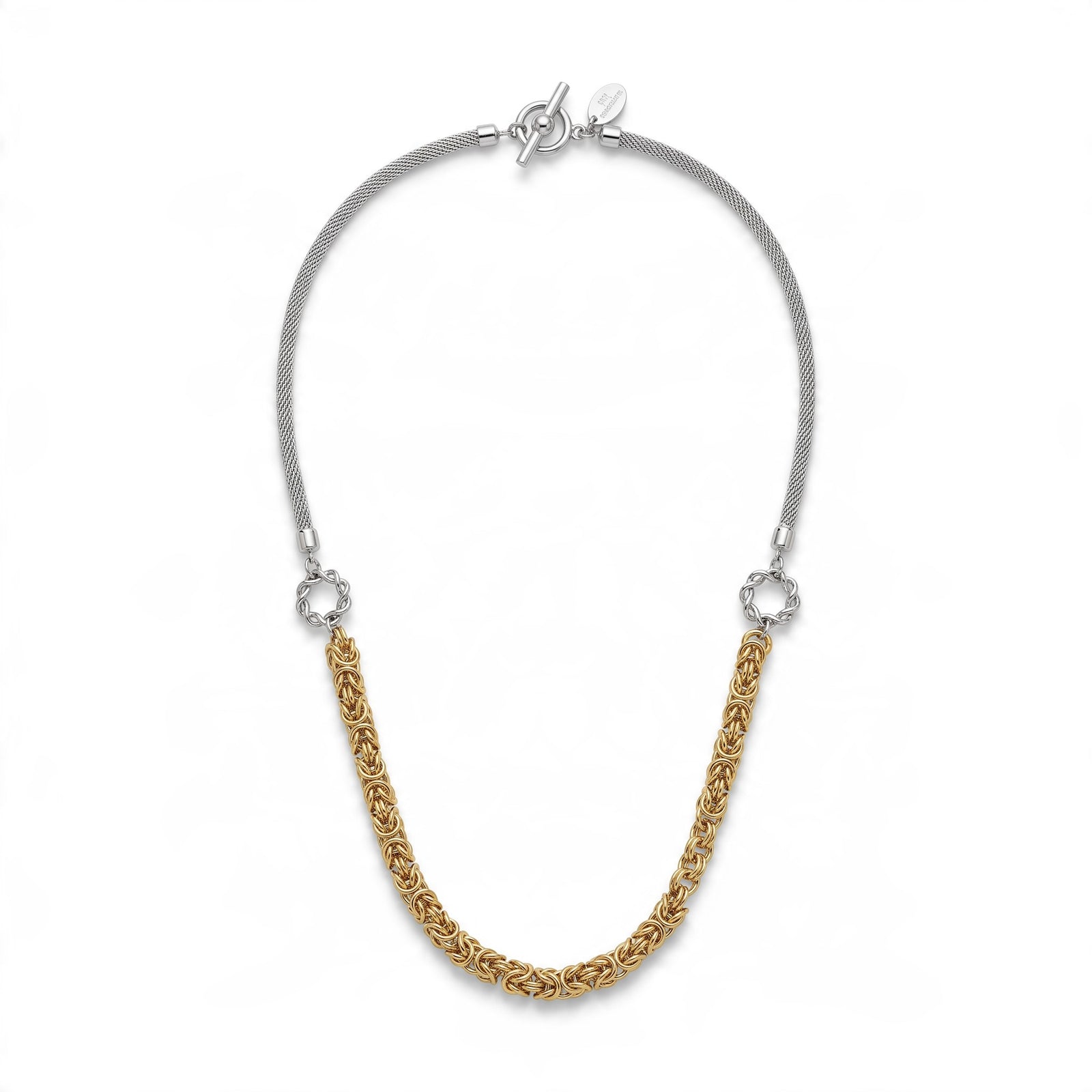 Mesh Necklace with Byzantine Chain