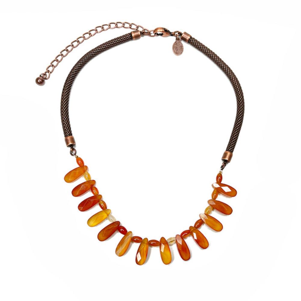 Faceted Carnelian Mesh Necklace