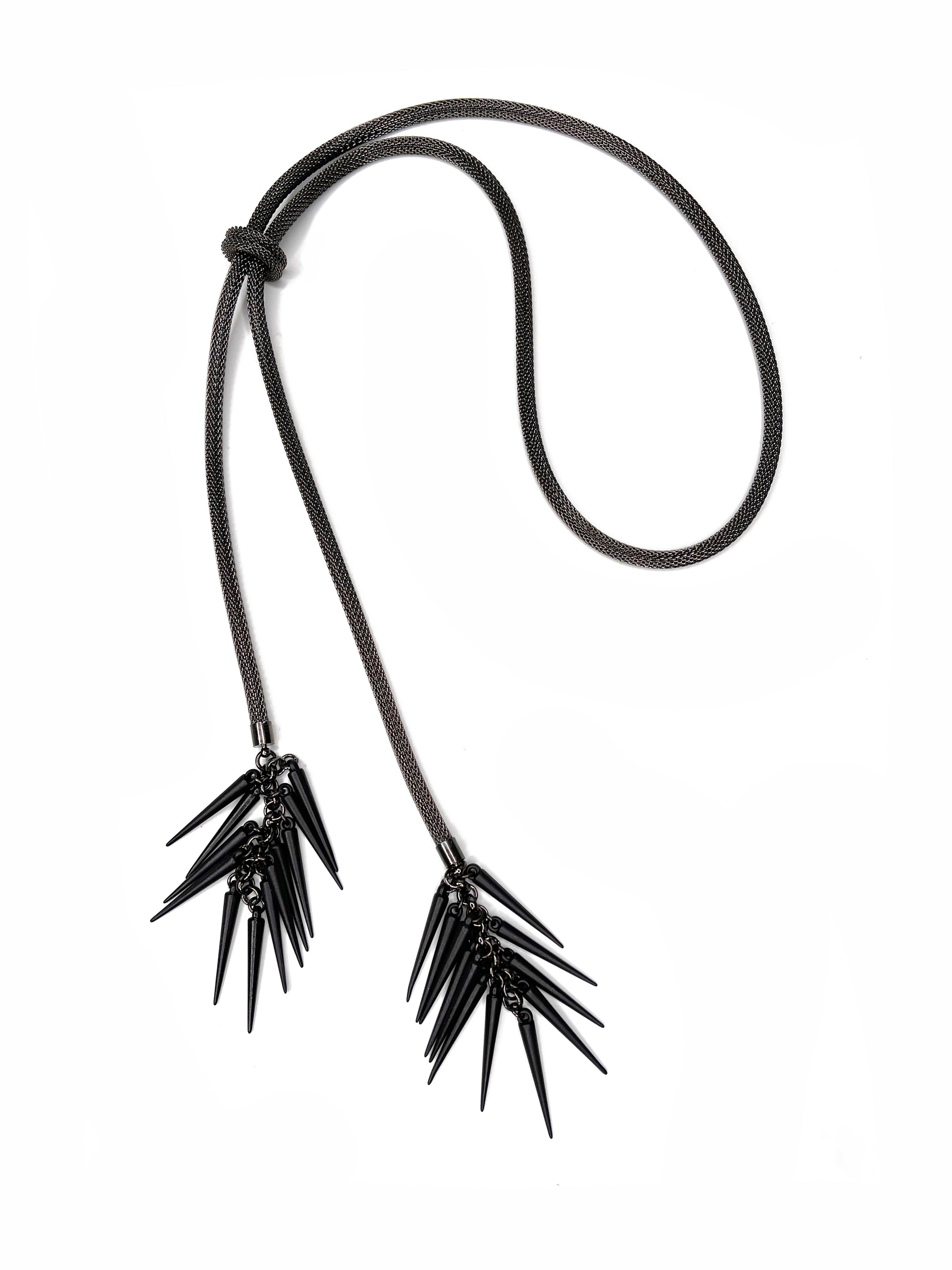 Mesh Bolo Necklace with Spike Cluster Ends