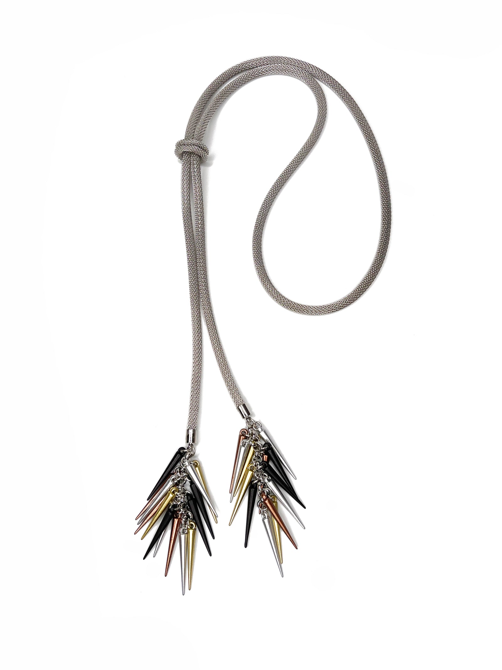 Mesh Bolo Necklace with Spike Cluster Ends